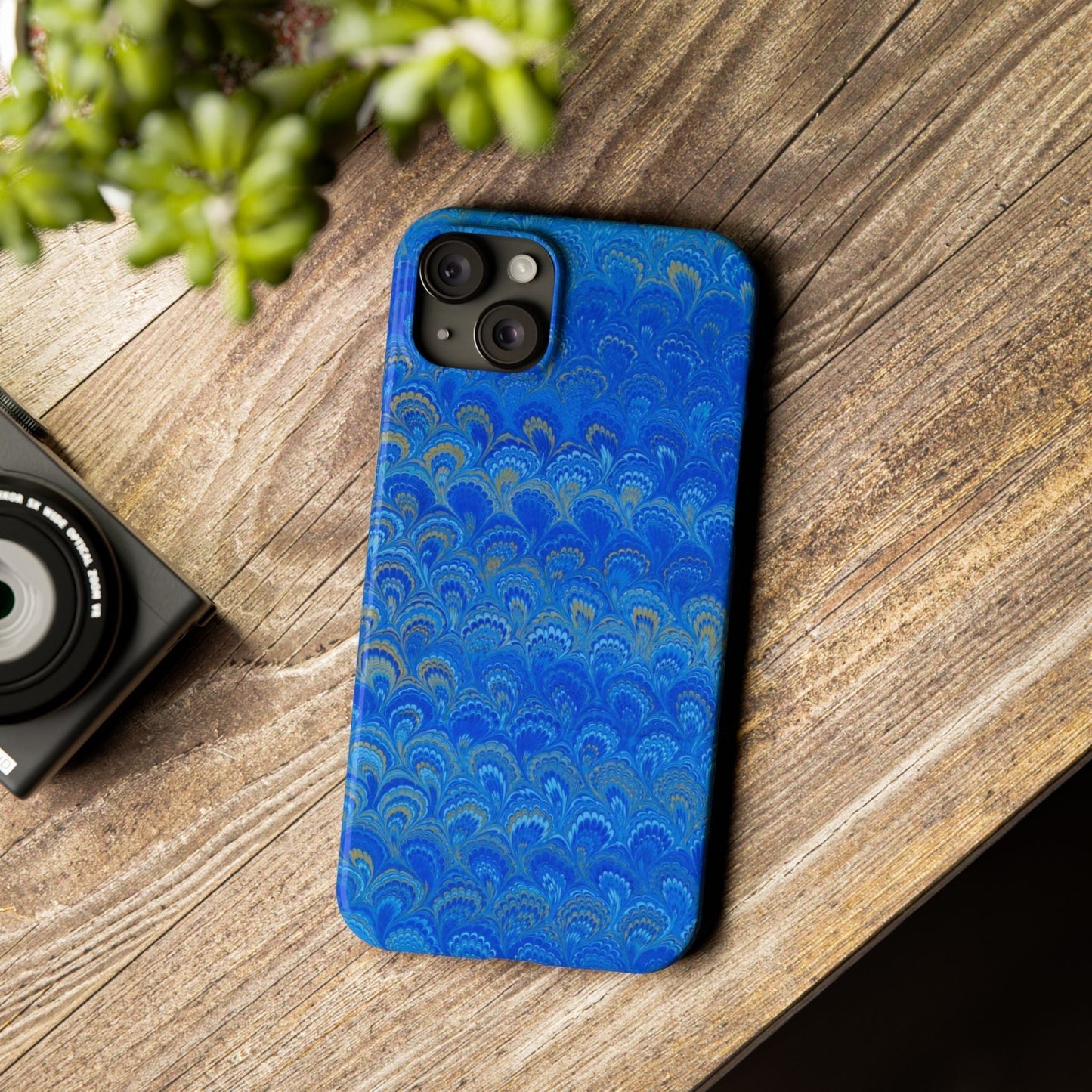 Blue Marbled Design, Italy Feather Phone Case, Multi-Color, Slim Phone Cases, Case-Mate IPHONE16 and all sizes