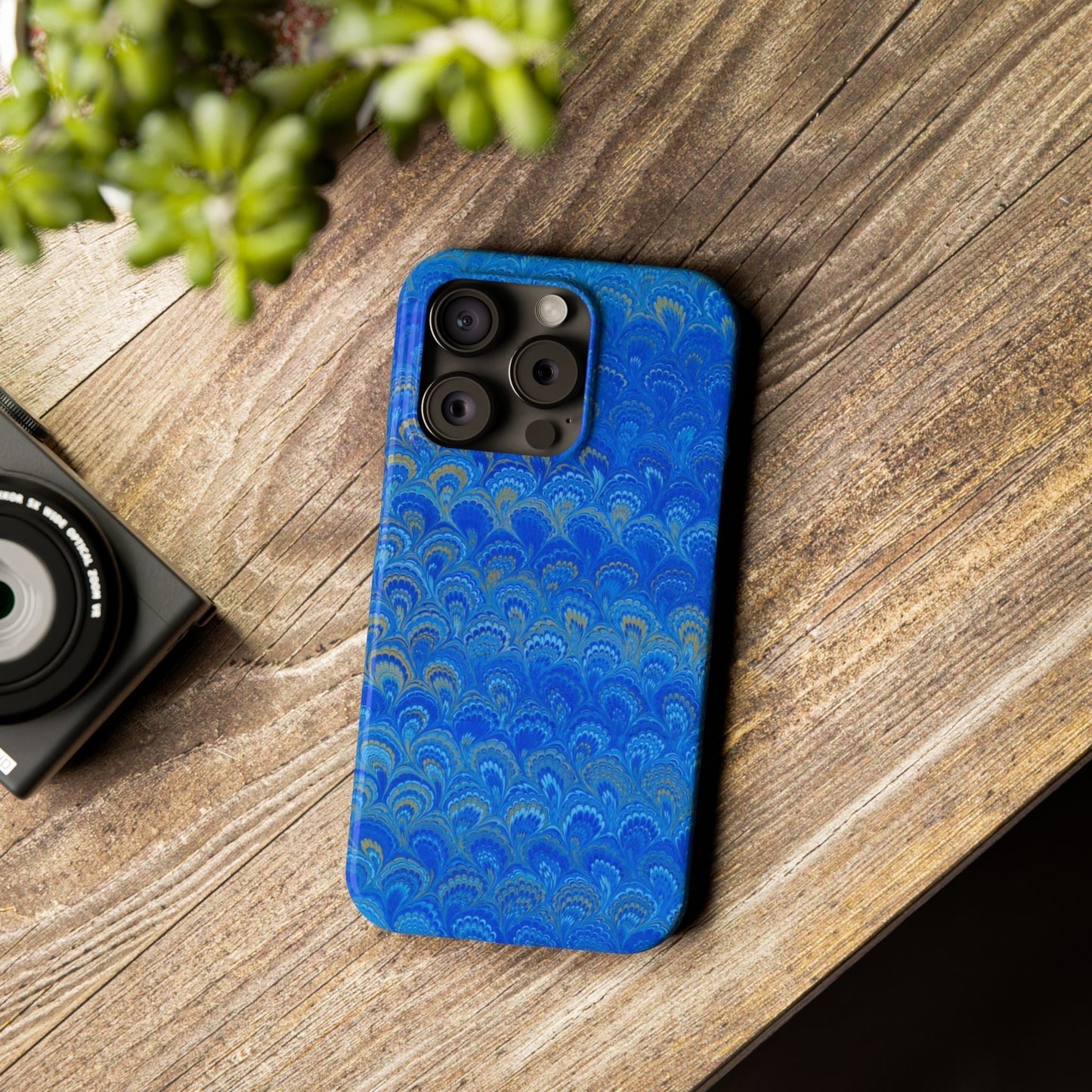 Blue Marbled Design, Italy Feather Phone Case, Multi-Color, Slim Phone Cases, Case-Mate IPHONE16 and all sizes