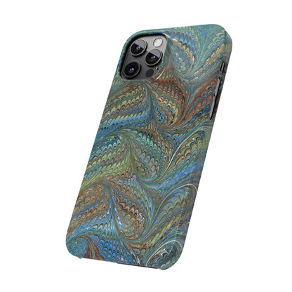 Blue and Green Italian Marbled Swirl Design, Italy Feather Phone Case, Multi-Color, Slim Phone Cases, Case-Mate IPHONE16 and all sizes